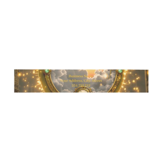 Timekeeper Raven – Gothic Clockwork Invitation Belly Band (Flat)