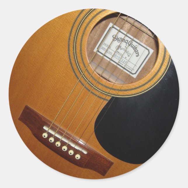 Timeless Acoustic Guitar Strings Sound Hole  Classic Round Sticker (Front)