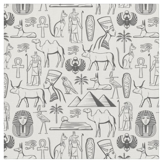 Timeless Ancient Egyptian Icons Fabric Design (Close Up)