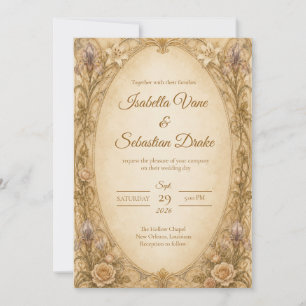 Timeless Art Nouveau Botanical Romance Wedding Invitation