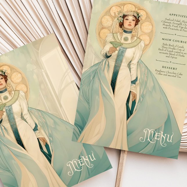 Timeless Art Nouveau Wedding Menu Card (Creator Uploaded)