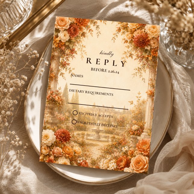 Timeless Autumn Garden Wedding RSVP Card (Creator Uploaded)