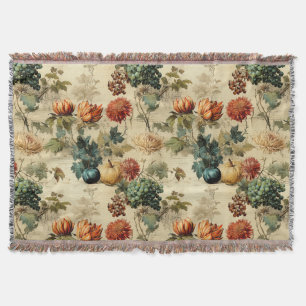 Timeless Autumn Harvest in Warm Muted Tones Throw Blanket
