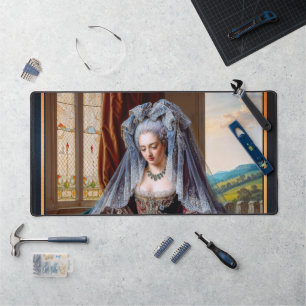 Timeless Beauty Of A Majestic Lady Wearing A Veil Desk Mat