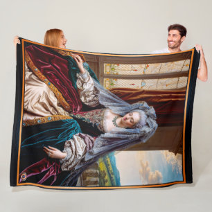 Timeless Beauty Of A Majestic Lady Wearing A Veil Fleece Blanket