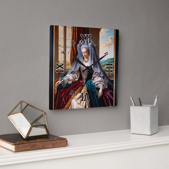 Timeless Beauty Of A Majestic Lady Wearing A Veil Square Wall Clock (Office)