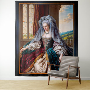 Timeless Beauty Of A Majestic Lady Wearing A Veil Tapestry