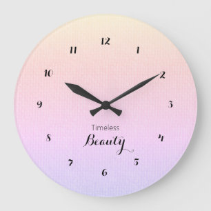 Timeless Beauty Pastel Gradient Burlap Texture Large Clock