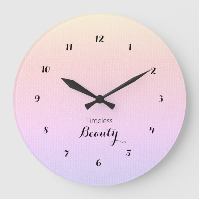 Timeless Beauty Pastel Gradient Burlap Texture Large Clock (Front)