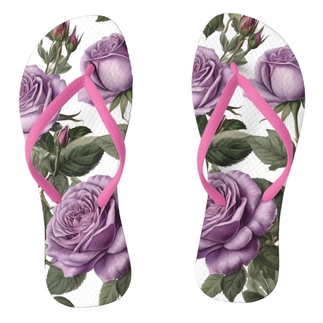"Timeless Beauty: Purple Provincial Vintage Roses" Jandals (Footbed)