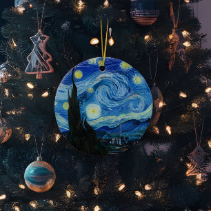Timeless Beauty - Vincent Van Gogh's Starry Night Ceramic Tree Decoration