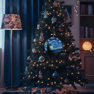 Timeless Beauty - Vincent Van Gogh's Starry Night Ceramic Tree Decoration