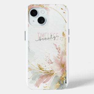 Timeless Beauty – Zalara Luxe Tan & Gold Marble iPhone 15 Case