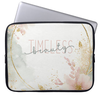 Timeless Beauty – Zalara Luxe Tan & Gold Marble Laptop Sleeve