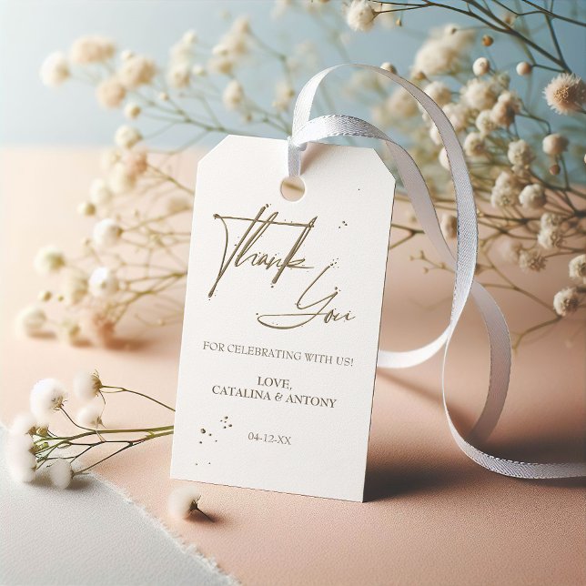 Timeless Beige Calligraphy Thank You Favour Tag (Creator Uploaded)