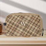 timeless beige pattern monogram plaid  dopp kit<br><div class="desc">Discover the timeless elegance of the Vintage Beige Pattern Monogram Plaid Dopp Kit Bag designed by PixeliaDesigns, where classic charm meets modern utility. This exquisite dopp kit, featuring a sophisticated plaid pattern in serene beige tones, is accentuated with a personalised monogram in an elegant font, making it a unique accessory...</div>