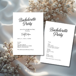 Timeless Black and White Bachelorette Script Invitation