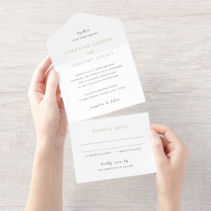 Timeless Black and White Elegant Wedding All In One Invitation