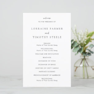 Timeless Black and White Elegant Wedding Program
