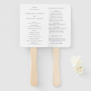 Timeless Black and White Elegant Wedding Program Hand Fan