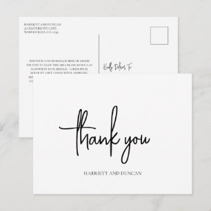 Timeless Black and White Elegant Wedding Thank You Postcard
