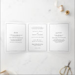 Timeless Black and White Elegant Wedding Tri-Fold Invitation<br><div class="desc">Elegant all in one wedding tri-fold invitation featuring a simple design with your event details in serif and script fonts inside of a border.  Use the template to add your favourite photo.</div>