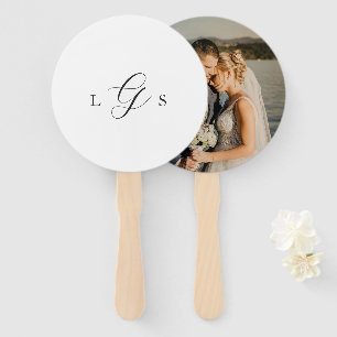 Timeless Black and White Monogram Elegant Wedding Hand Fan
