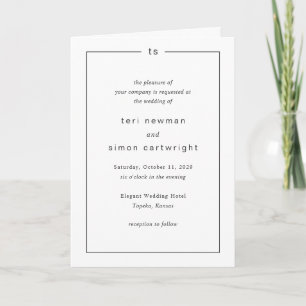 Timeless Black and White Monogram Modern Wedding Invitation