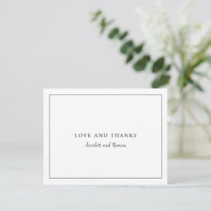 Timeless Black and White Photo Elegant Wedding Thank You Card