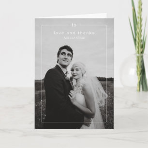 Timeless Black and White Photo Modern Wedding Thank You Card