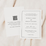 Timeless Black and White QR Code Elegant Wedding Invitation<br><div class="desc">Elegant wedding invitation featuring a simple design with your event details in serif and script fonts inside of a border.  Use the template to generate a QR code on the back.</div>