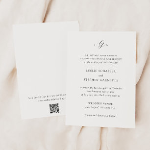 Timeless Black and White QR Code Elegant Wedding Invitation