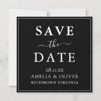 Timeless Black Minimalist Wedding Save The Date