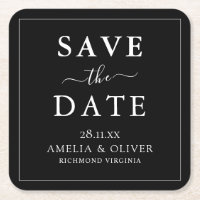 Timeless Black Minimalist Wedding Save The Date