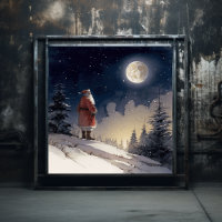 Timeless Black Santa Gazing at the Christmas Moon