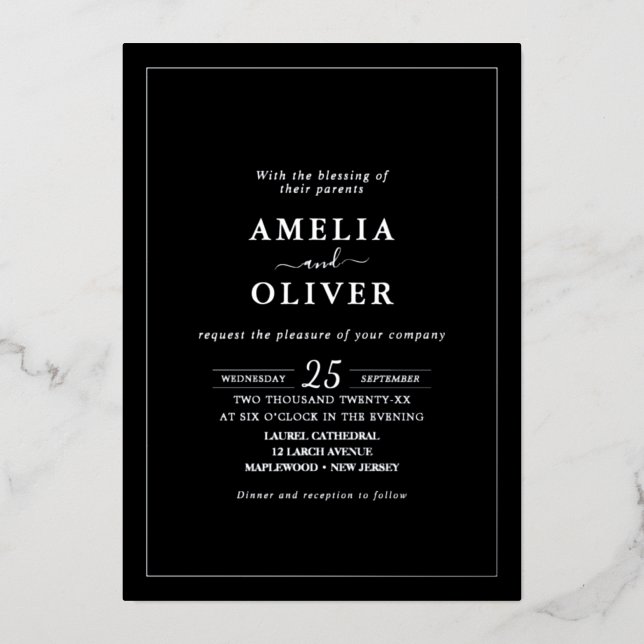 TIMELESS Black & Silver Minimalist Wedding Design (Front)