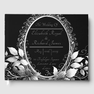 Timeless black-tie wedding celebration guest book