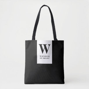 Timeless Black Wedding Monogram Minimalist Desig Tote Bag