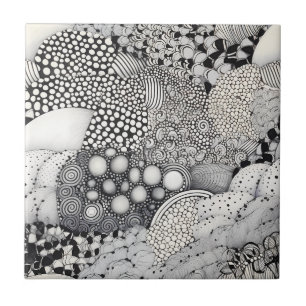 Timeless Black White Abstract - Rhythm Harmony Tile