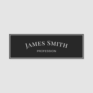 Timeless Black White Minimalist Modern Elegant Name Tag