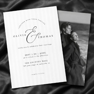 Timeless Black White Photo Wedding Invitation