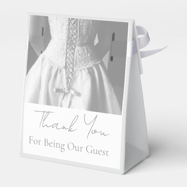Timeless Black & White Wedding Elegant Minimalist  Favour Box (Back Side)