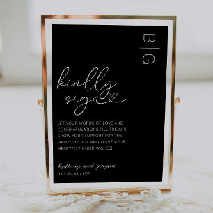 Timeless Black White Wedding Guestbook Sign
