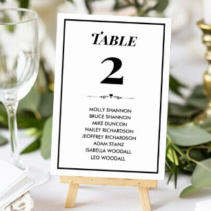 Timeless Black & White Wedding Seating Chart Card