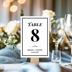 Timeless Black & White Wedding Table Number Card