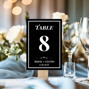 Timeless Black & White Wedding Table Number Card