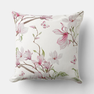 Timeless Blooming Pink Flowers Beautiful Design Cushion
