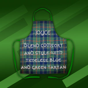 Timeless blue and green Tartan Monogram   Apron