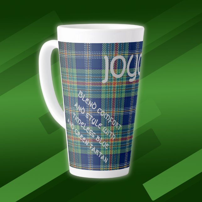 Timeless blue and green Tartan Monogram | Latte Mug (Creator Uploaded)