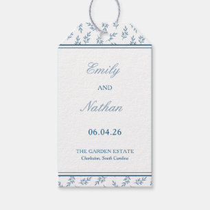 Timeless Blue Garden Elegant Classic Wedding Gift Tags